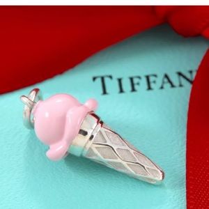 Tiffany & co pink enamel ice cream cone charm..